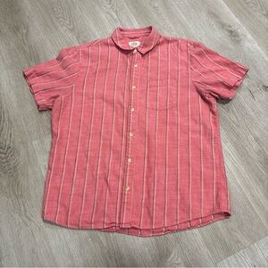 Marine Layer Shirt Mens Large Red Striped Short Sleeve Button Front Casual